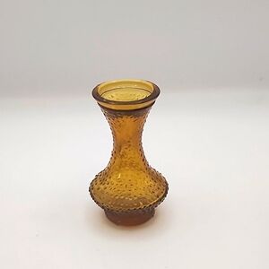 Vintage Mini Amber Glass Hobnail Vase 3.25"